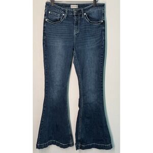 Shyanne Jeans 31 Short Bootcut Flare Dark Wash Rhinestone Embellished Pockets